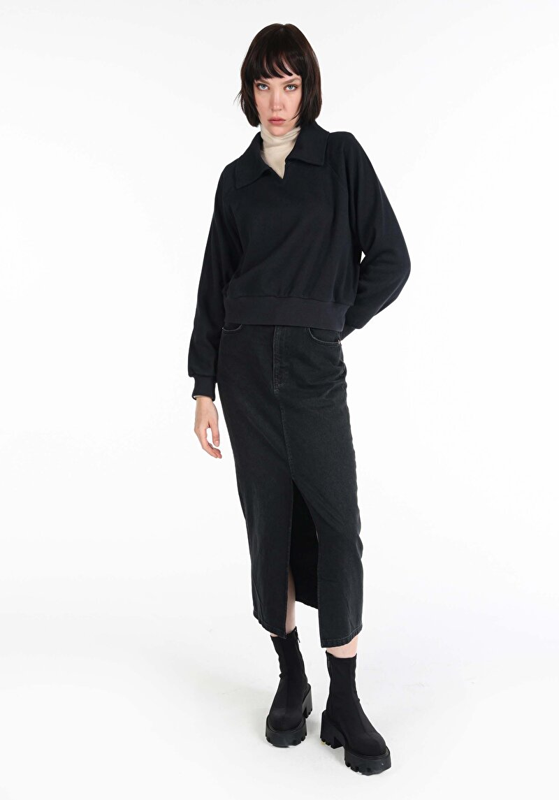 Afișați detalii pentru Tricou Cu Maneca Lunga De Dama Albastru Marin Regular Fit  Cl1065634