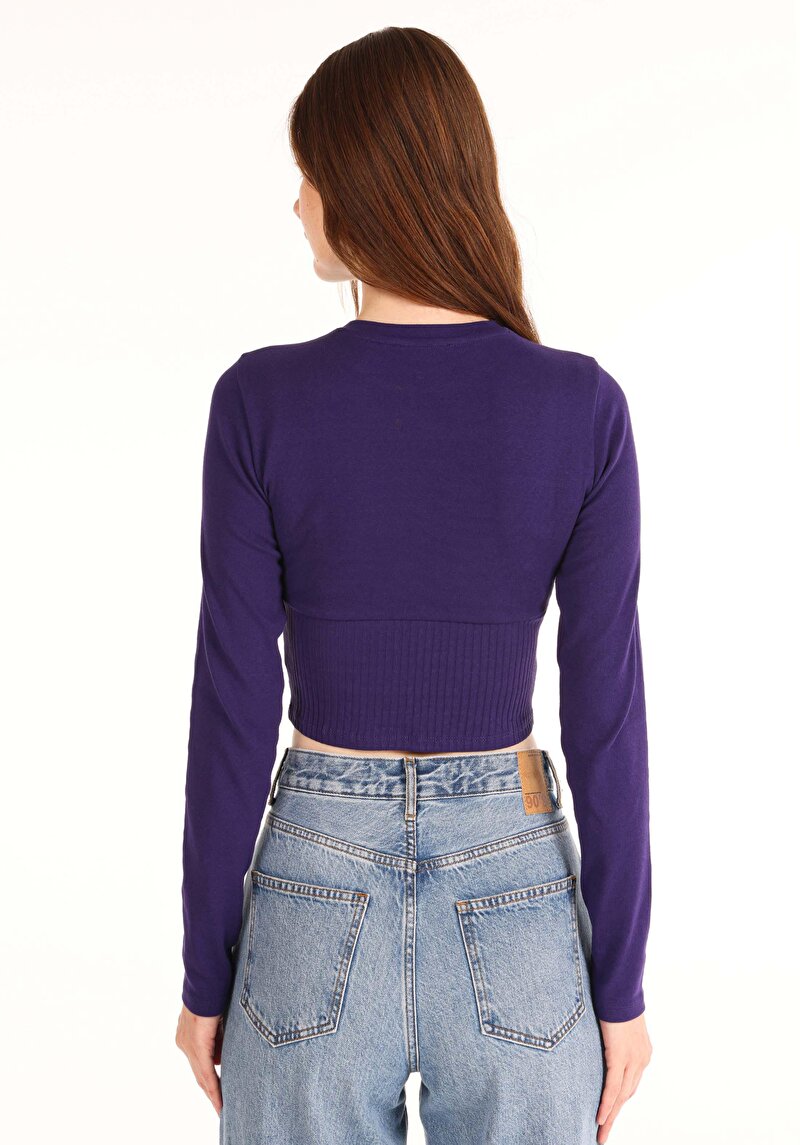 Afișați detalii pentru Tricou Cu Maneca Lunga De Dama Mov Slim Fit  Cl1065171