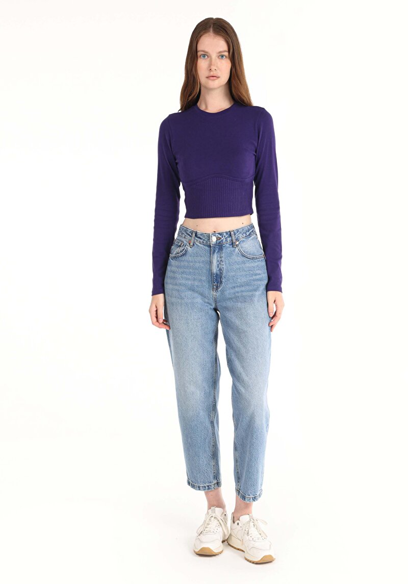 Afișați detalii pentru Tricou Cu Maneca Lunga De Dama Mov Slim Fit  Cl1065171