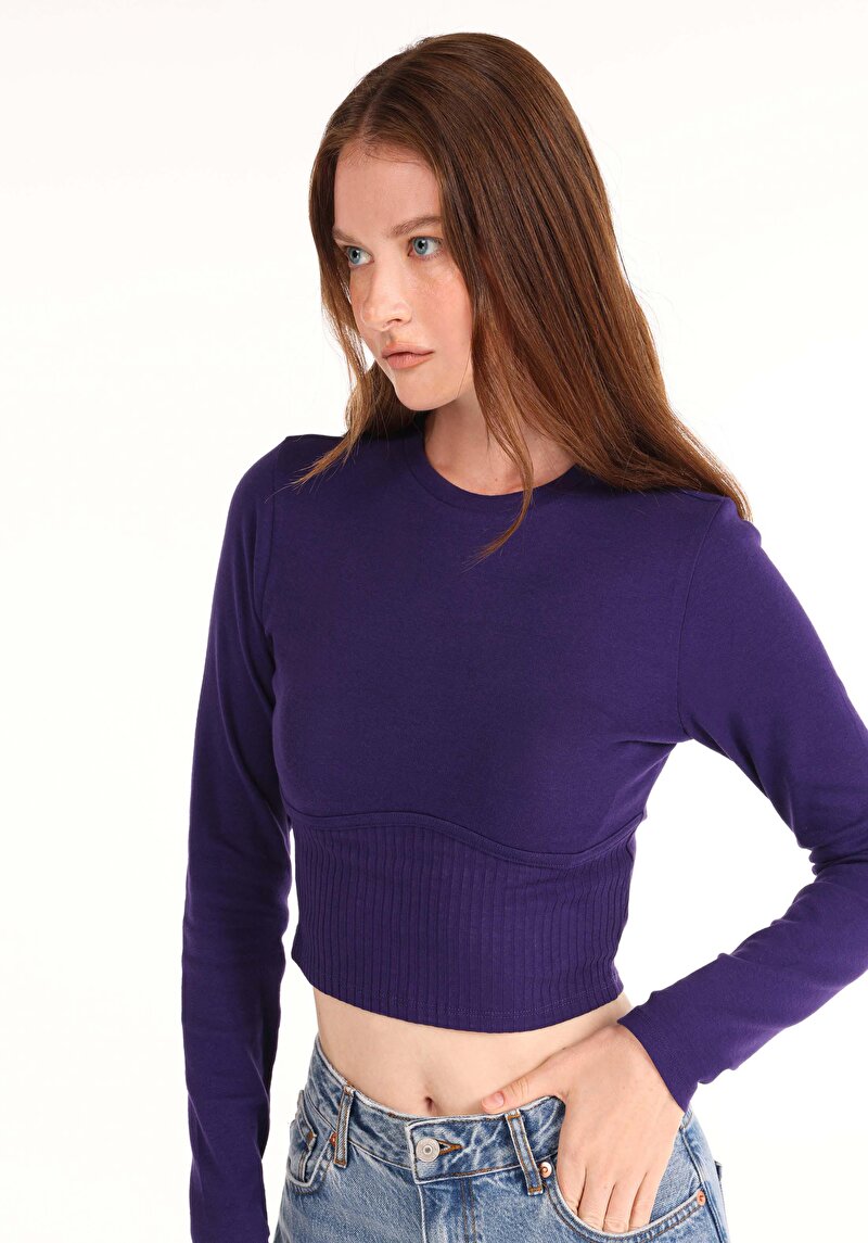 Afișați detalii pentru Tricou Cu Maneca Lunga De Dama Mov Slim Fit  Cl1065171