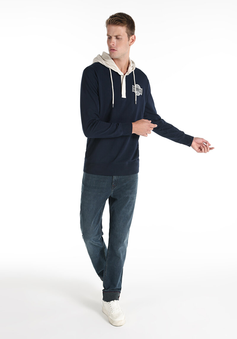 Afișați detalii pentru Tricou Cu Maneca Lunga De Barbati Albastru Marin Regular Fit  Cl1064581