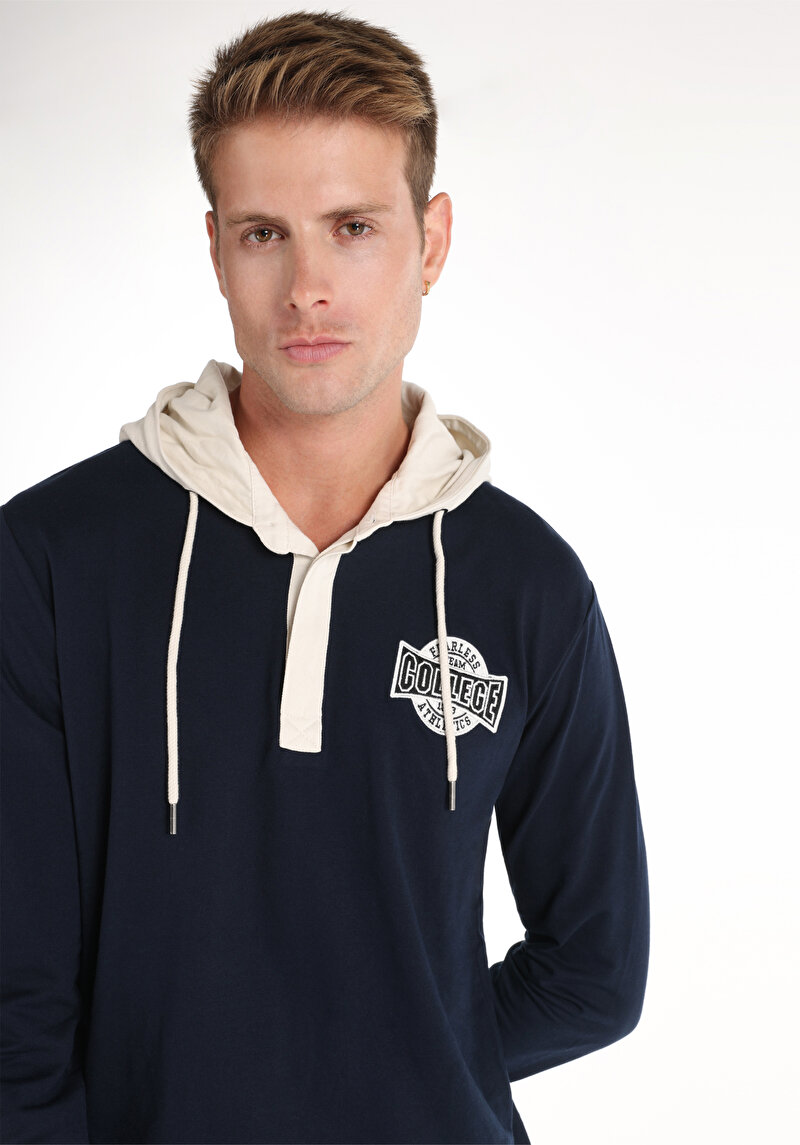 Afișați detalii pentru Tricou Cu Maneca Lunga De Barbati Albastru Marin Regular Fit  Cl1064581