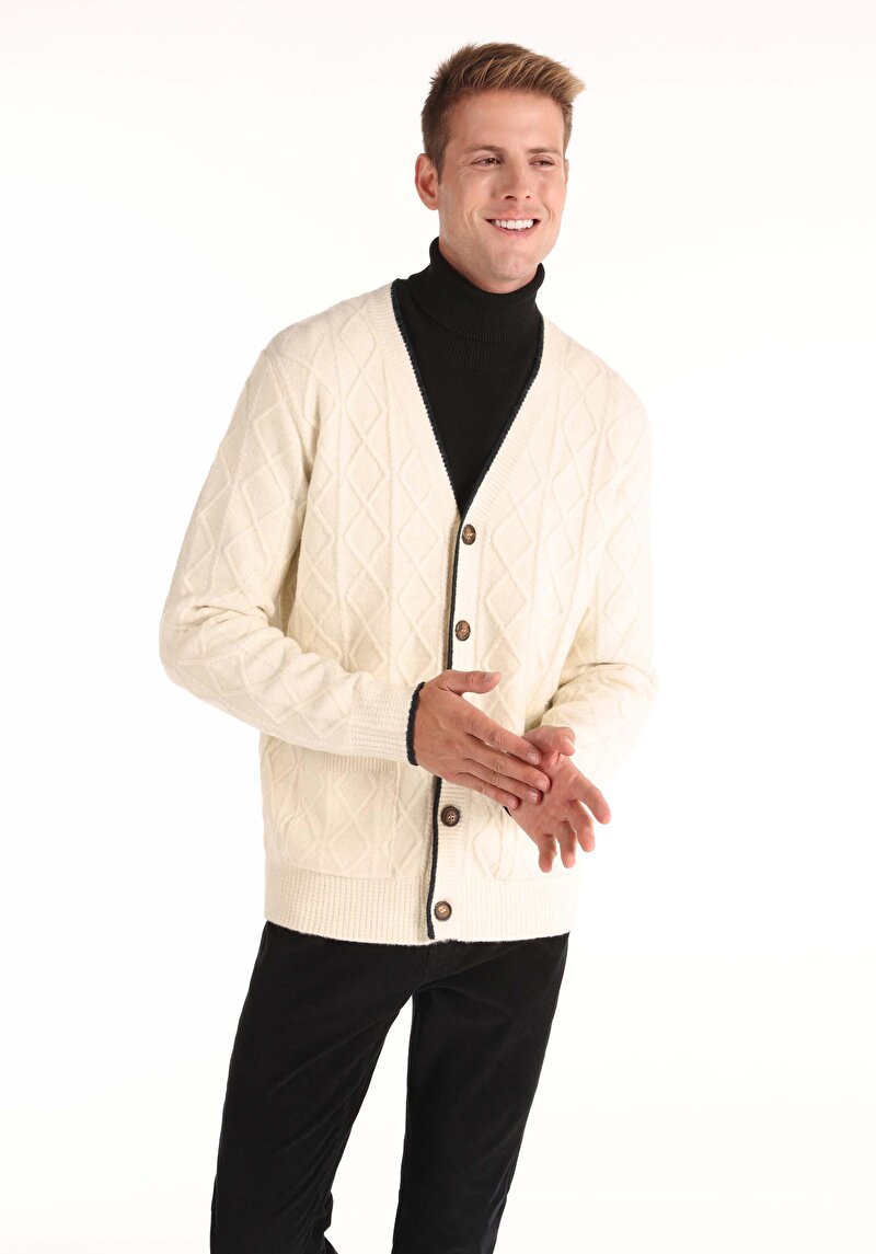 Imagine a Cardigan De Barbati Alb Regular Fit  Cl1066297