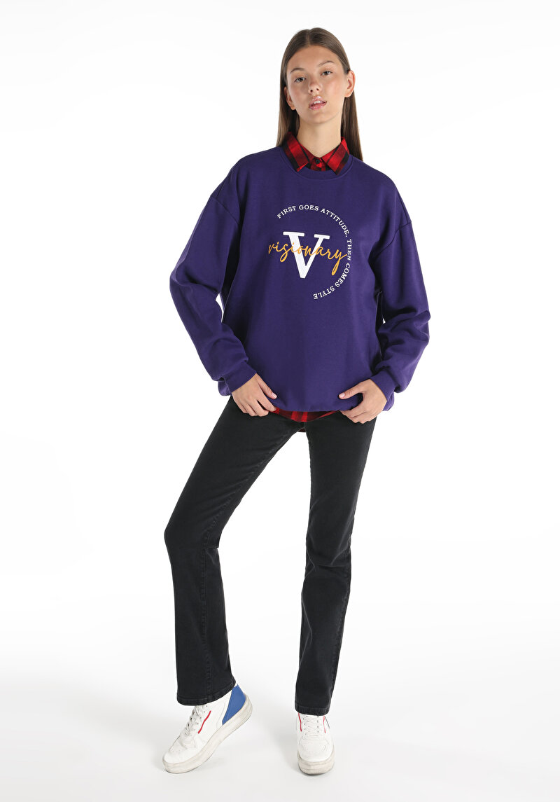 Imagine a Hanorac / Bluza De Dama Mov Comfort Fit Cl1065082