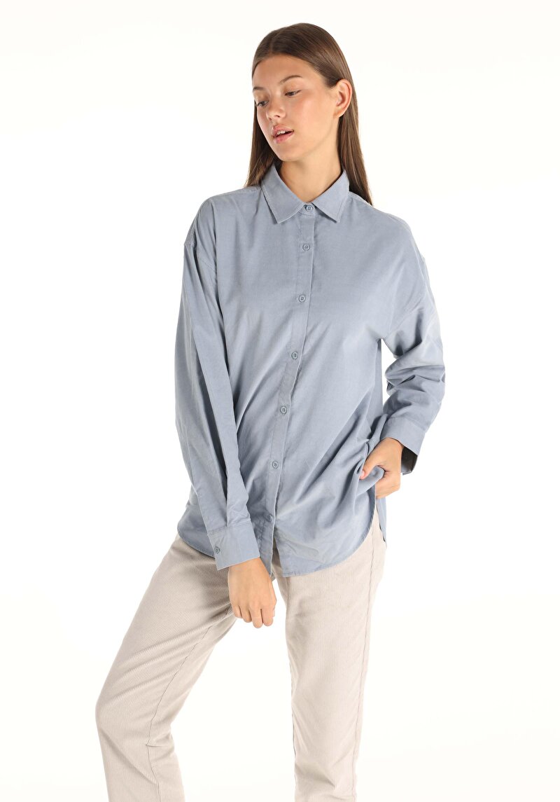 Imagine a Camasa Cu Maneca Lunga De Dama Albastru Regular Fit Cl1065643