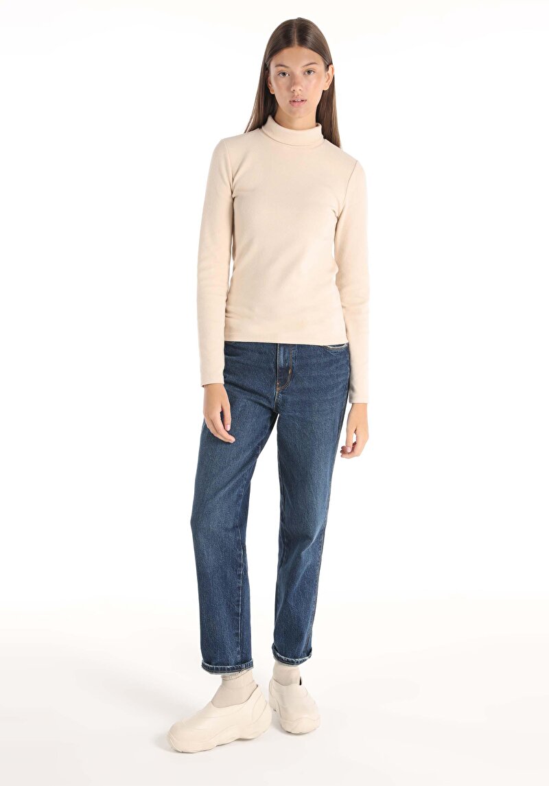 Afișați detalii pentru Tricou Cu Maneca Lunga De Dama Bej Slim Fit  Cl1065697