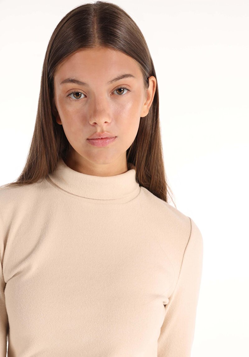 Afișați detalii pentru Tricou Cu Maneca Lunga De Dama Bej Slim Fit  Cl1065697