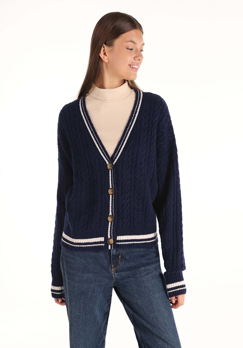 Imagine a Cardigan De Dama Albastru Marin Regular Fit Cl1066259