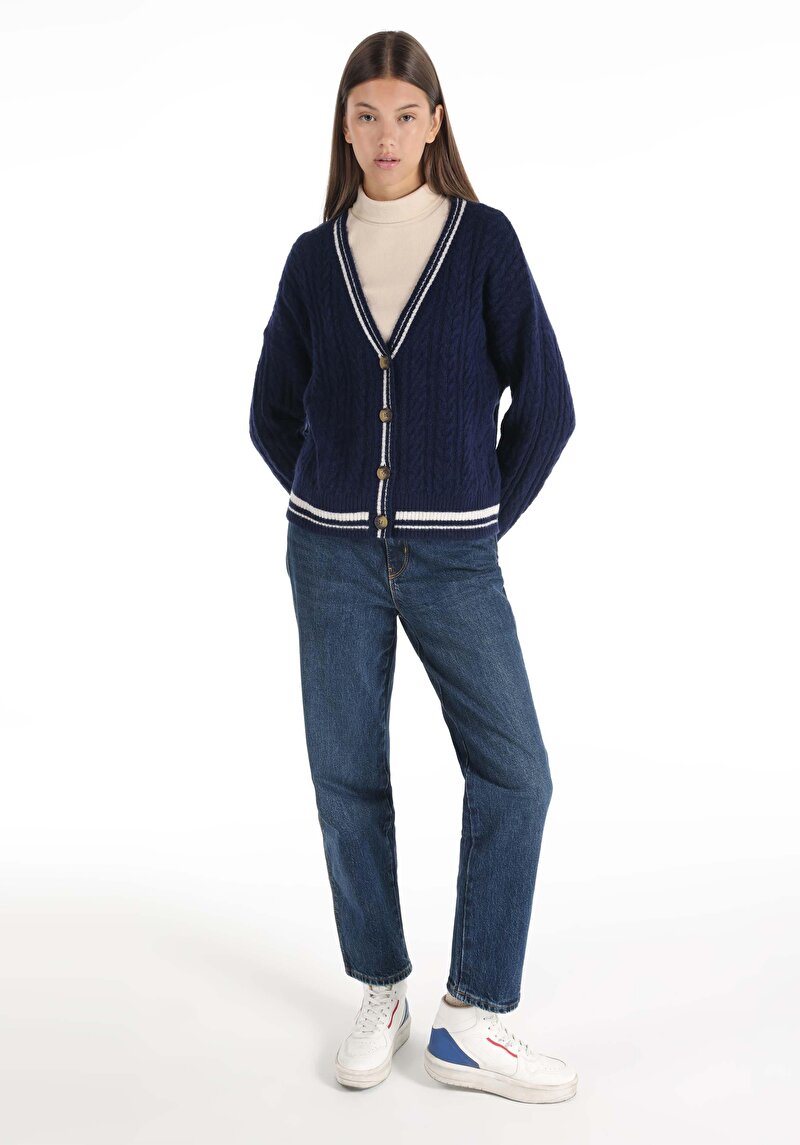 Imagine a Cardigan De Dama Albastru Marin Regular Fit Cl1066259