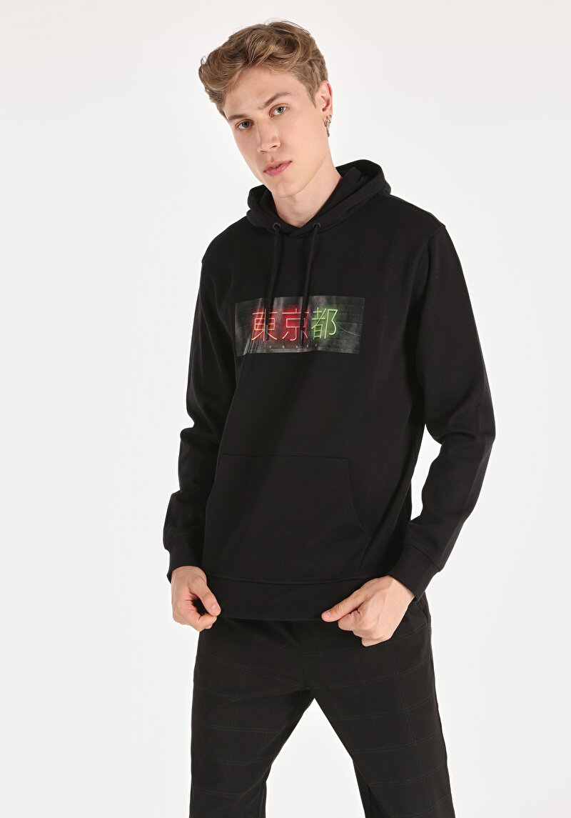 Imagine a Hanorac / Bluza De Barbati Negru Regular Fit  Cl1059894