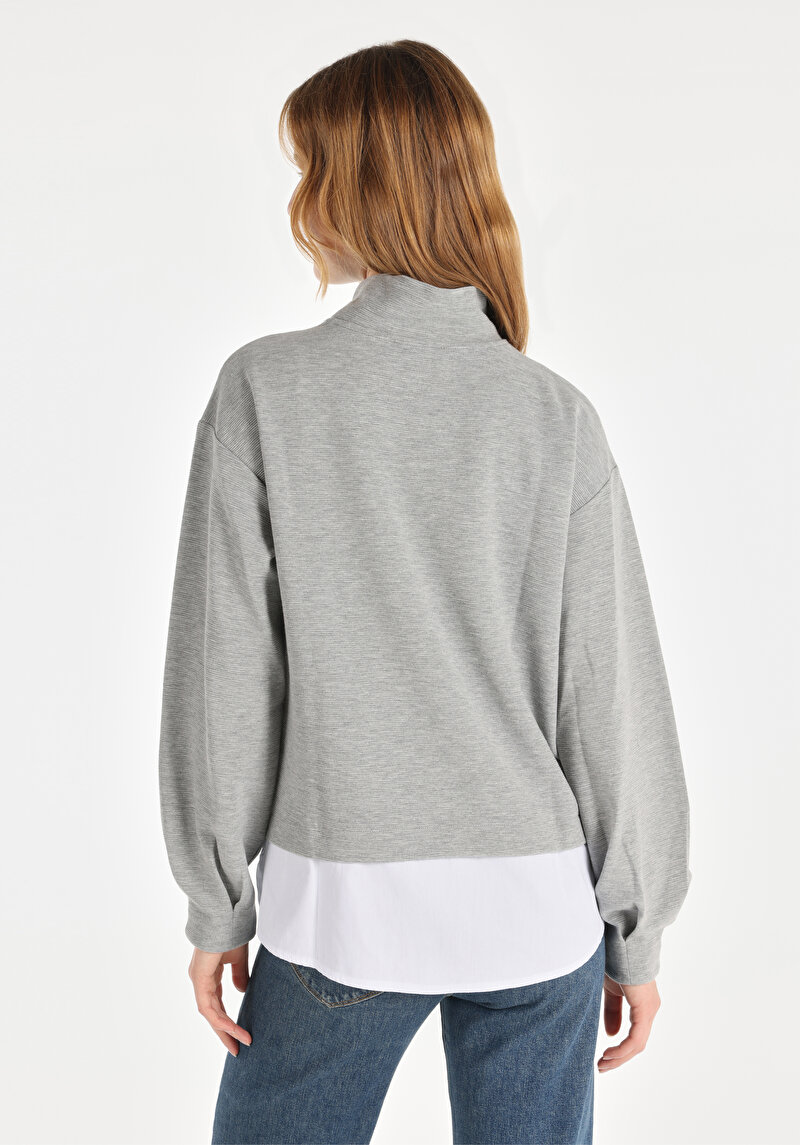 Afișați detalii pentru Tricou Cu Maneca Lunga De Dama Gri Regular Fit  Cl1065095