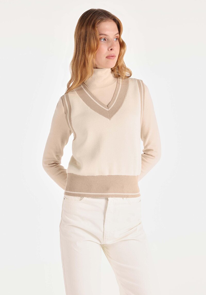 Imagine a Pulover De Dama Bej Regular Fit Cl1065276