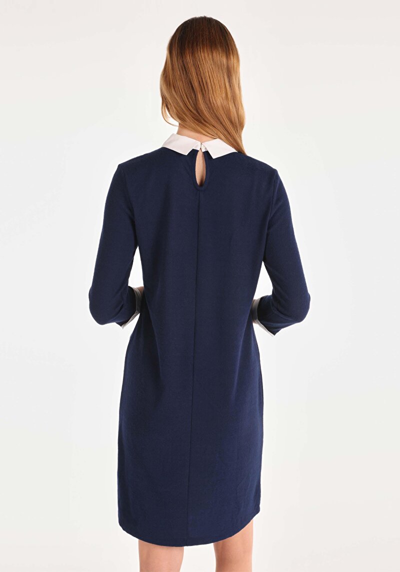 Afișați detalii pentru Regular Fit Drept Rochie Cu Mânecă Lungă Bleumarin Pentru Femei