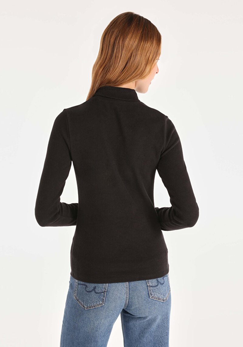 Afișați detalii pentru Tricou Cu Maneca Lunga De Dama Negru Slim Fit  Cl1065697