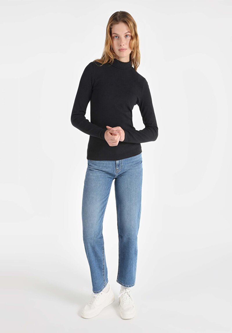 Afișați detalii pentru Tricou Cu Maneca Lunga De Dama Negru Slim Fit  Cl1065697