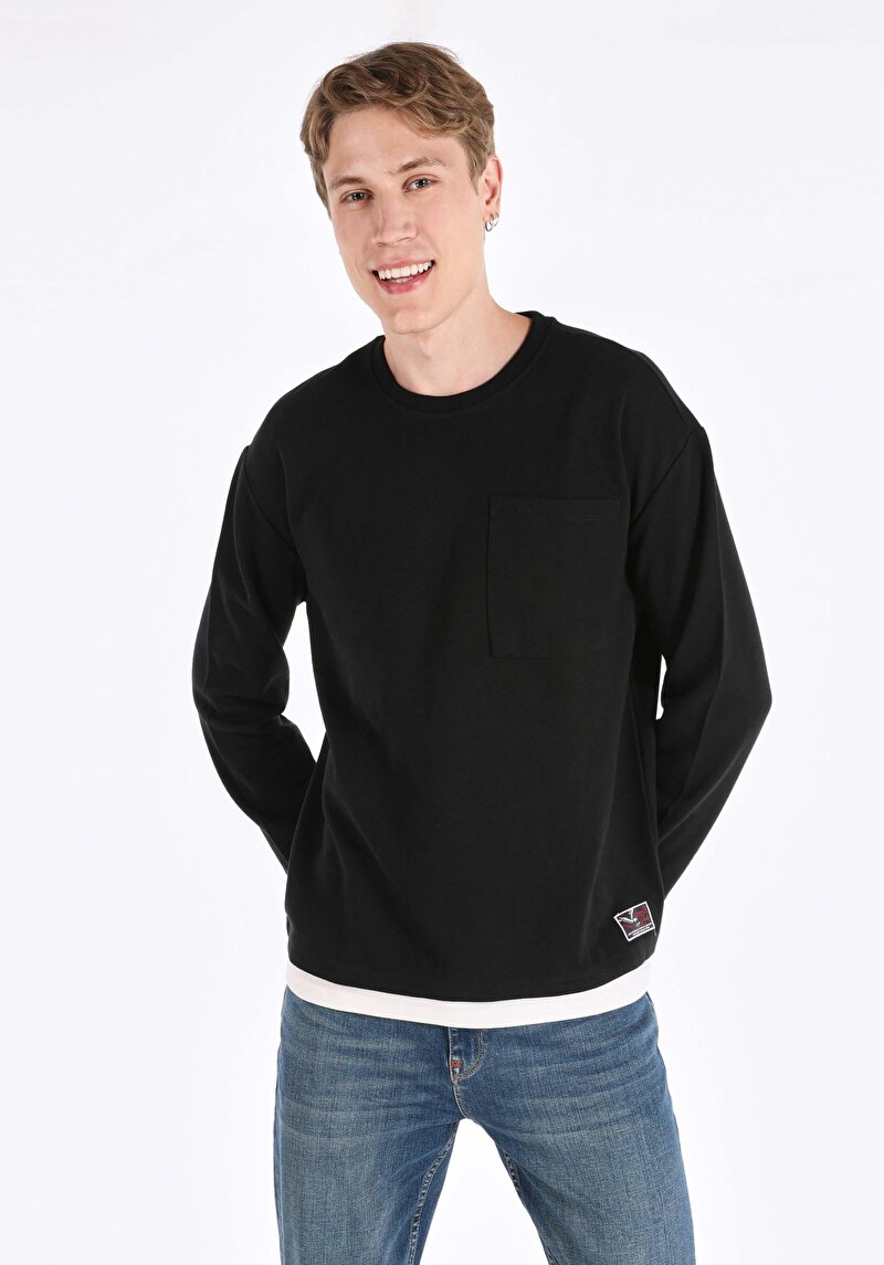 Imagine a Tricou Cu Maneca Lunga De Barbati Negru Comfort Fit  Cl1065598