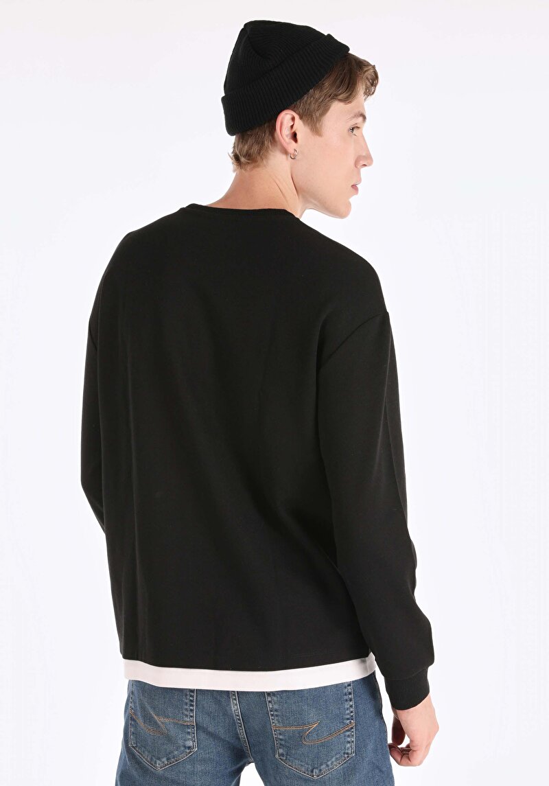 Afișați detalii pentru Tricou Cu Maneca Lunga De Barbati Negru Comfort Fit  Cl1065598