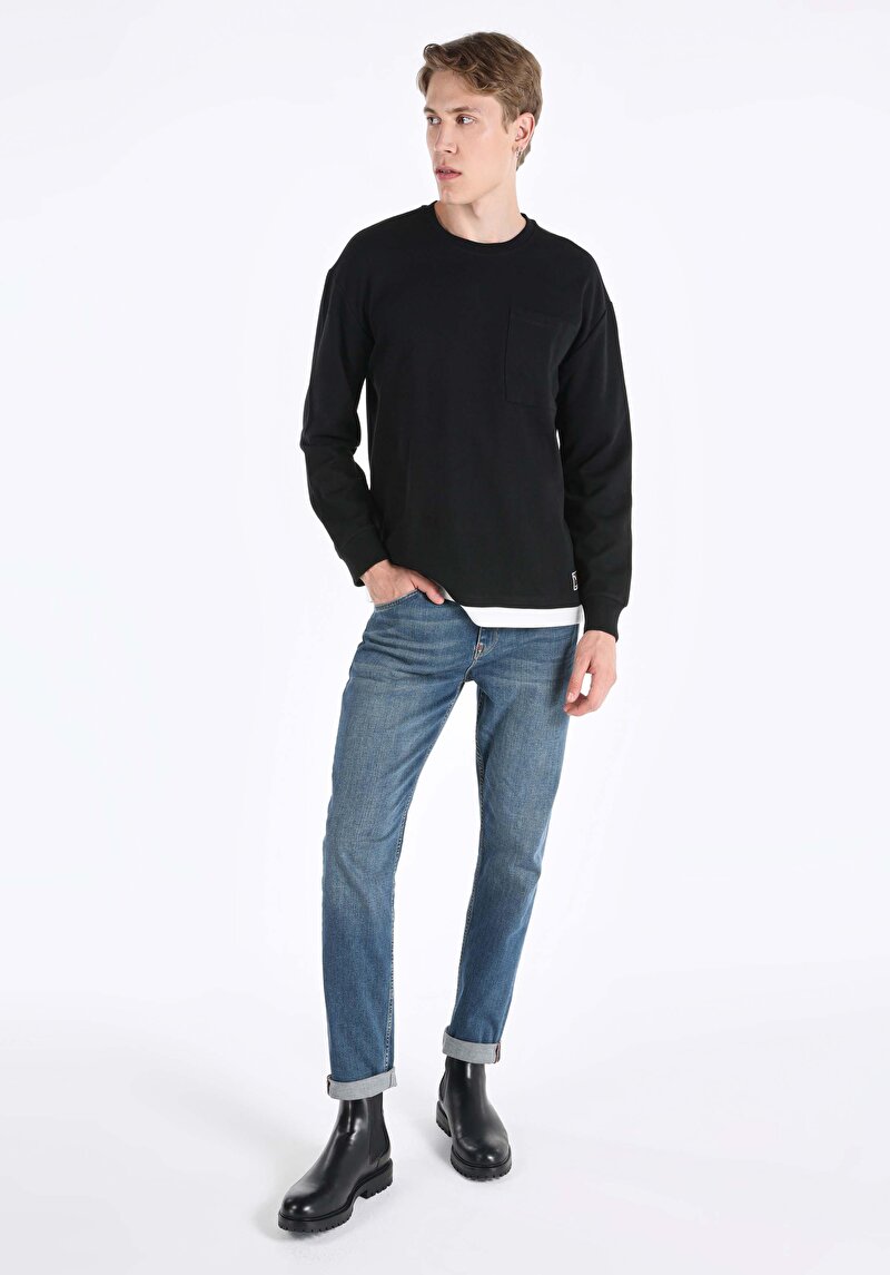 Afișați detalii pentru Tricou Cu Maneca Lunga De Barbati Negru Comfort Fit  Cl1065598