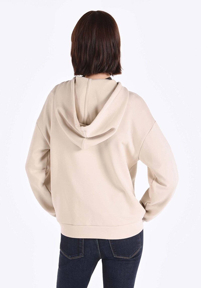 Imagine a Regular Fit Glugă Imprimat Imprimat Femei Bej Hanorac