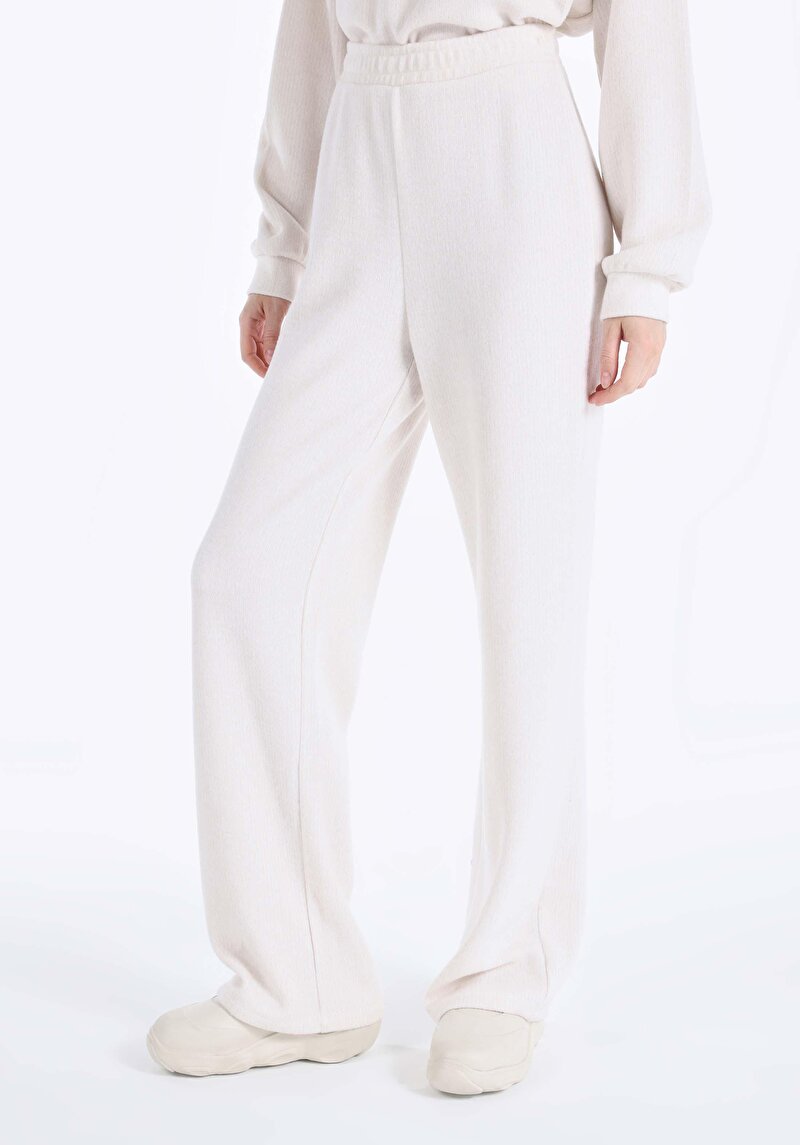 Imagine a Regular Fit Talie Medie Drept Pantaloni De Trening Ecru Pentru Femei