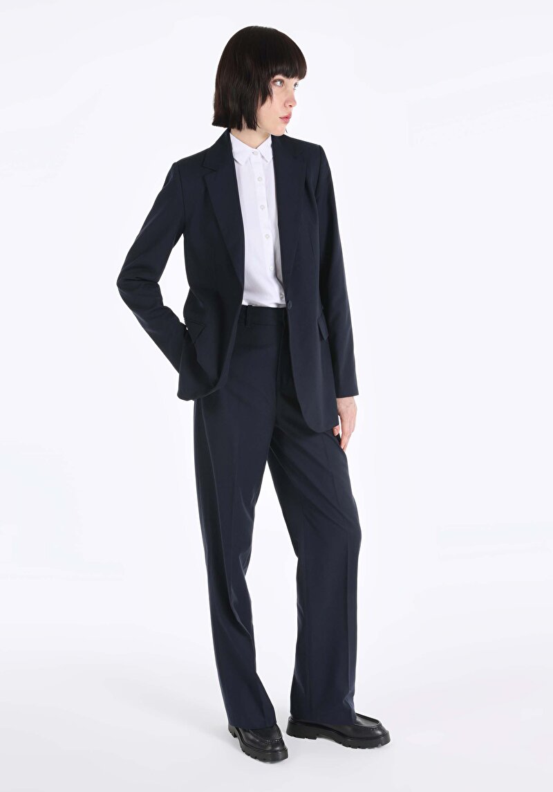 Afișați detalii pentru Regular Fit Nasturi Căptușit Jachetă Bleumarin Pentru Femei