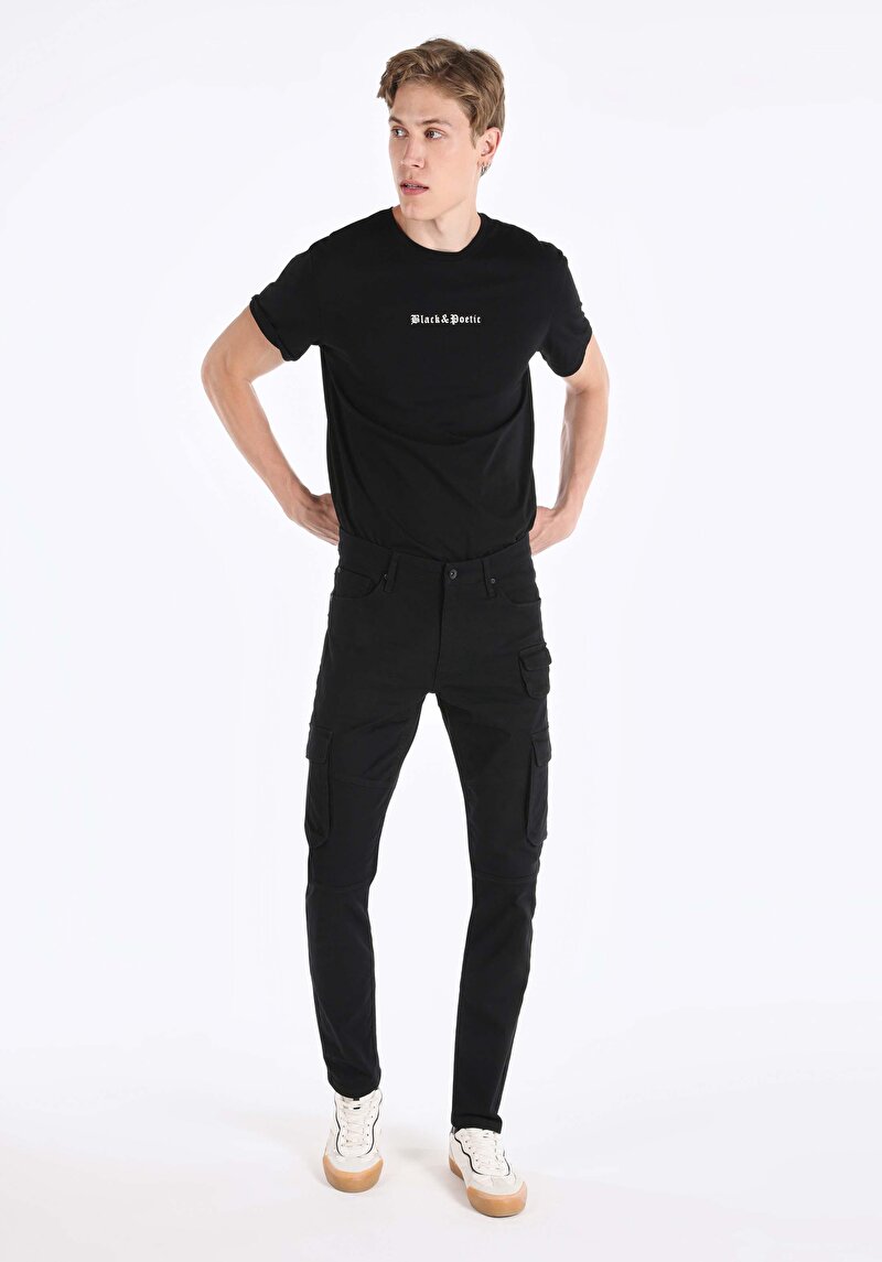 Imagine a Pantaloni De Barbati Negru Slim Fit Cl1066463