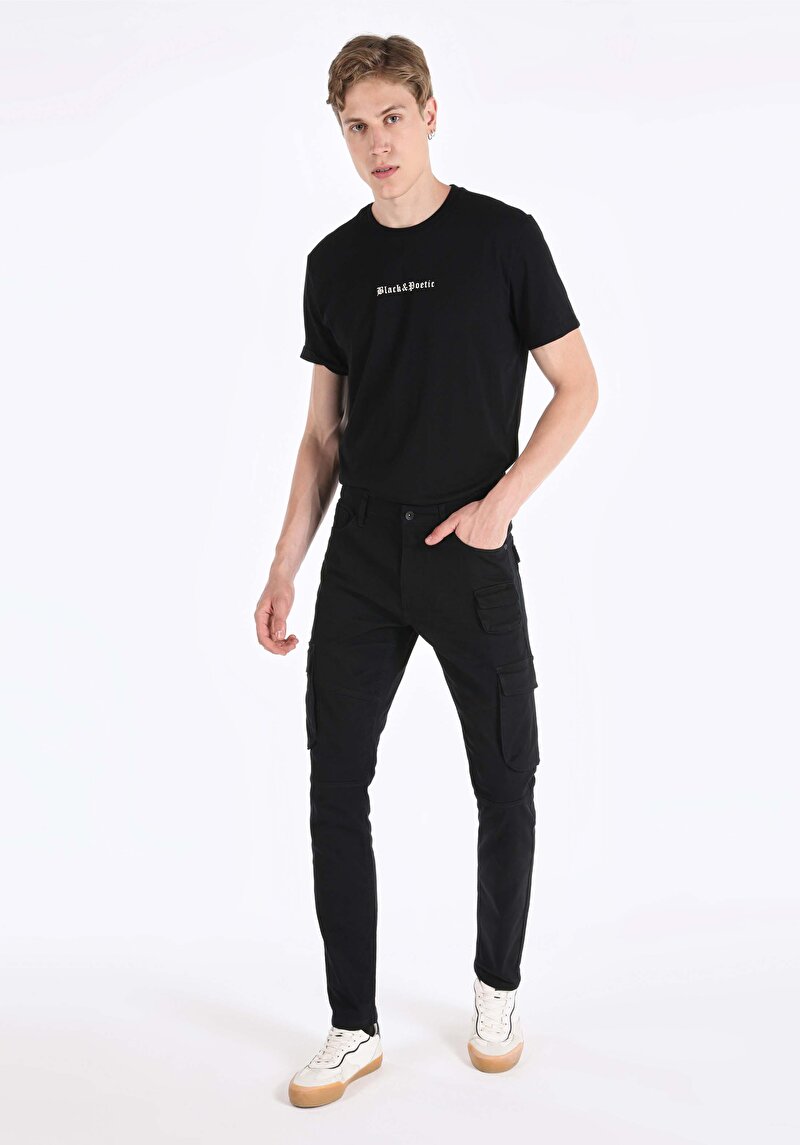 Imagine a Pantaloni De Barbati Negru Slim Fit Cl1066463
