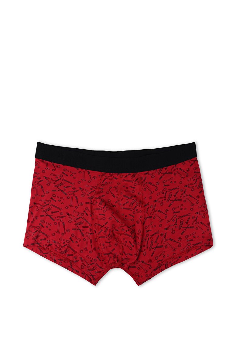 Imagine a Boxer Roșu Pentru Bărbați Cu İmprimeu Modern Fit