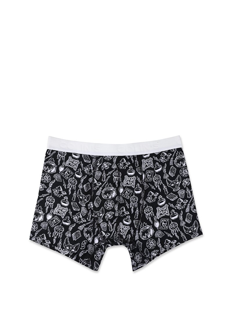 Imagine a Boxer Negru Pentru Bărbați Cu İmprimeu Modern Fit