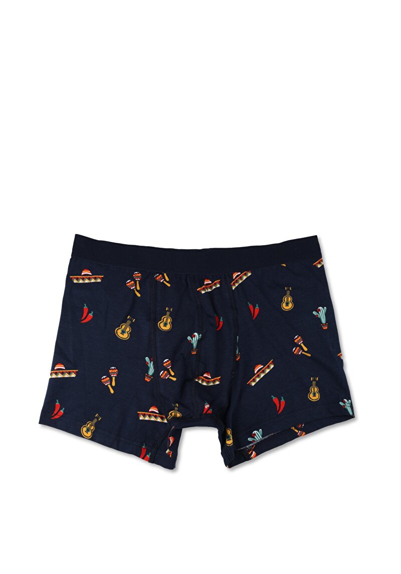 Imagine a Modern Fit Imprimat Boxer Bleumarin Pentru Bărbați