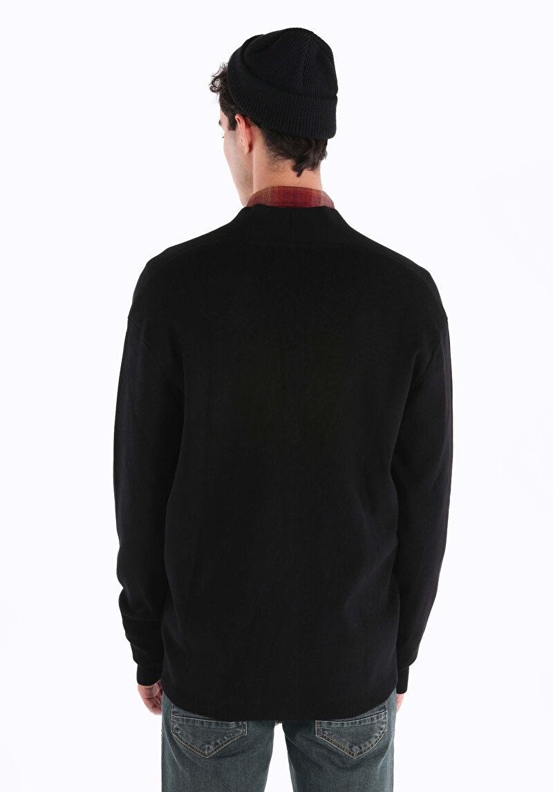 Imagine a Cardigan Negru Pentru Bărbați Comfort Fit