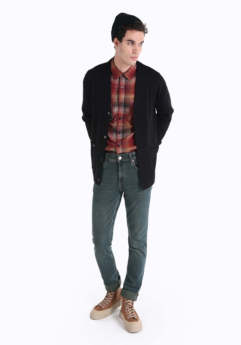 Imagine a Cardigan Negru Pentru Bărbați Comfort Fit