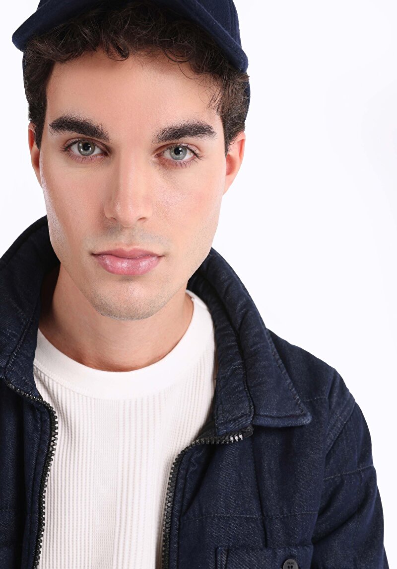 Afișați detalii pentru Jachetă Albastră Pentru Bărbați Cu Fermoar