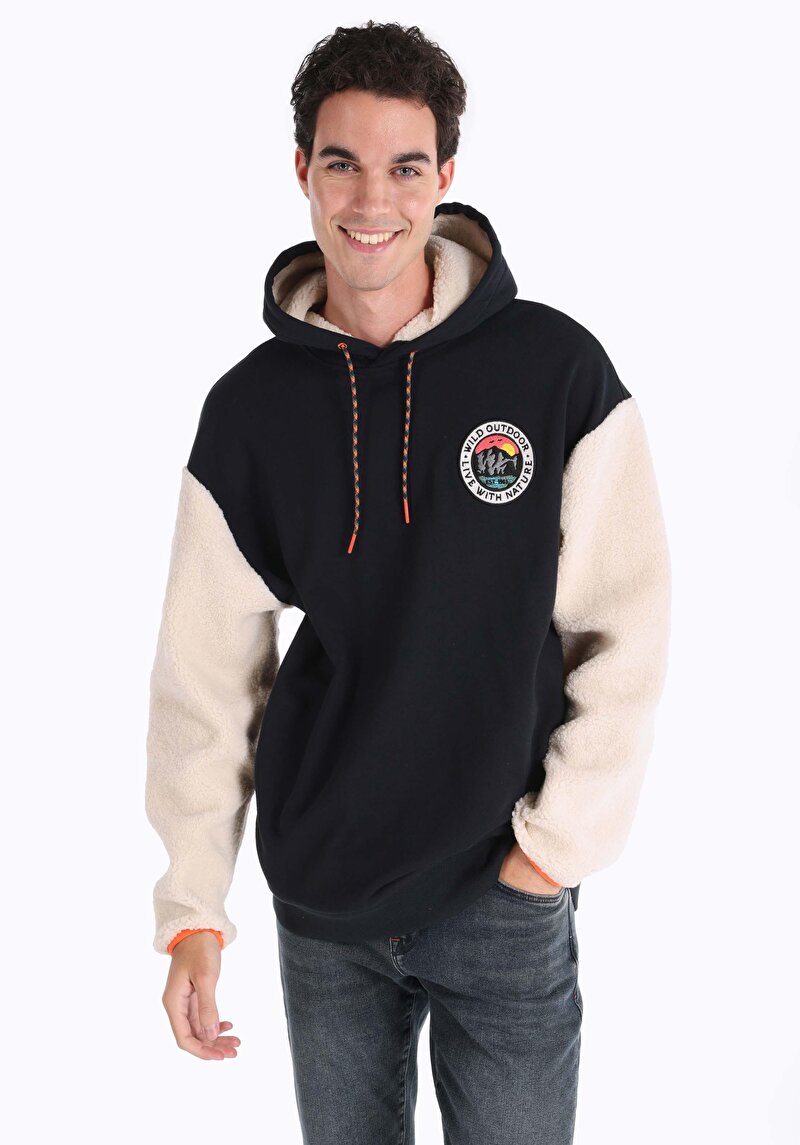 Imagine a Hanorac / Bluză cu mânecă lungă, cu glugă și emblemăAlbastru Marin Cl1066050