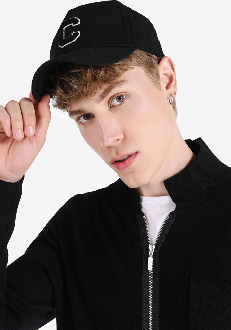 Afișați detalii pentru Cardigan Negru Pentru Bărbați Slim Fit