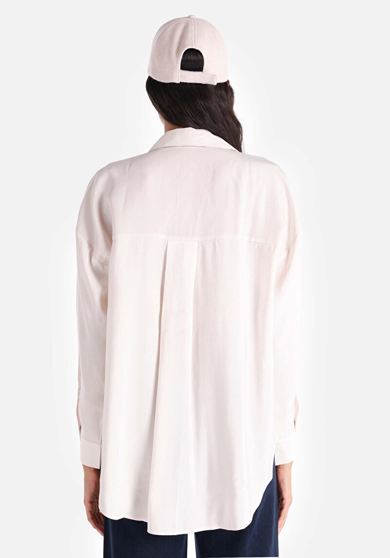 Afișați detalii pentru Cămașă Cu Gât Drept Cămașă Cu Mânecă Lungă Ecru Pentru Femei