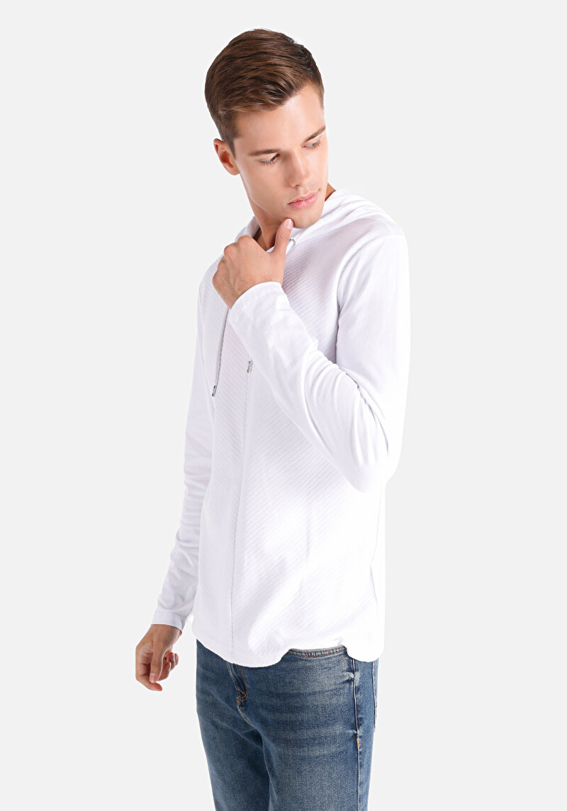 Imagine a Tricou Cu Maneca Lunga De Barbati Alb Regular Fit  Cl1064789