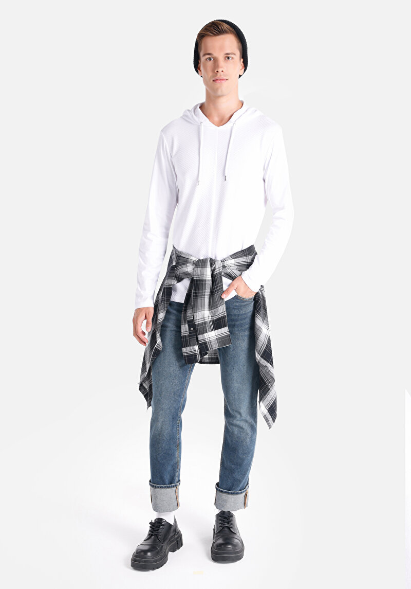 Afișați detalii pentru Tricou Cu Maneca Lunga De Barbati Alb Regular Fit  Cl1064789