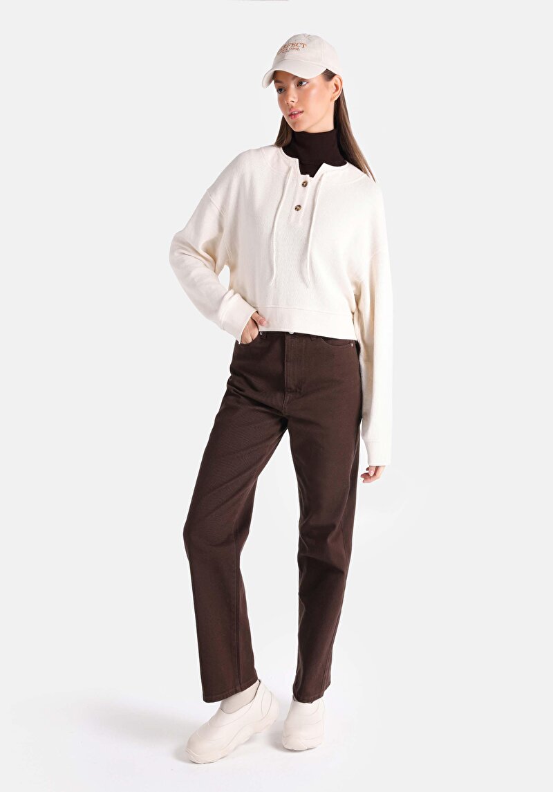 Afișați detalii pentru Tricou Cu Maneca Lunga De Dama Ecru Regular Fit  Cl1065234