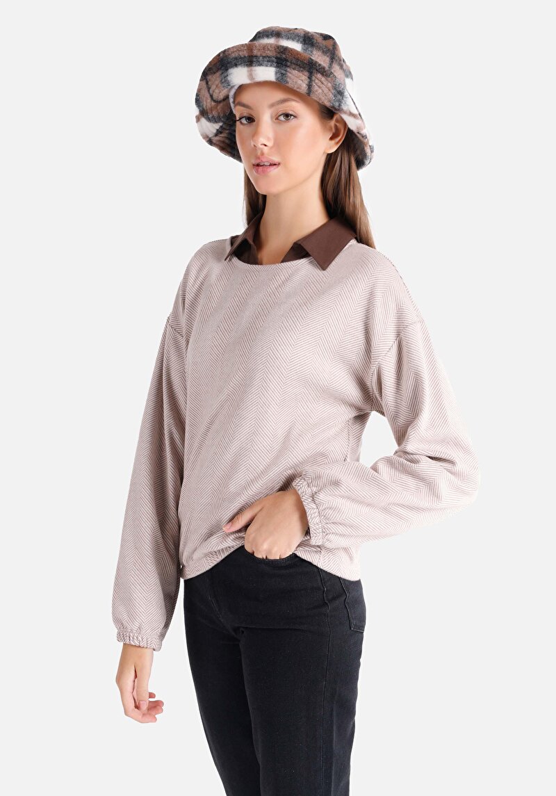 Imagine a Tricou Cu Maneca Lunga De Dama Bej Cl1065929