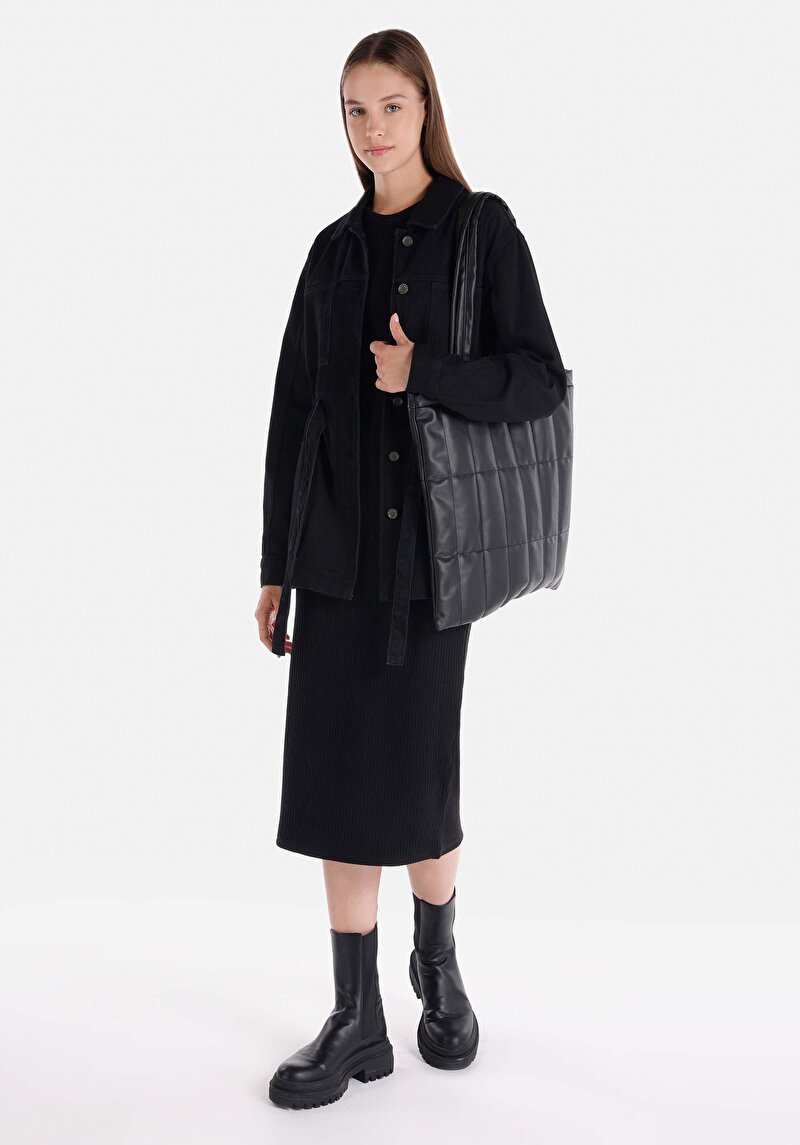 Afișați detalii pentru Rochie Neagră Cu Mânecă Lungă Pentru Femei Slim Fit