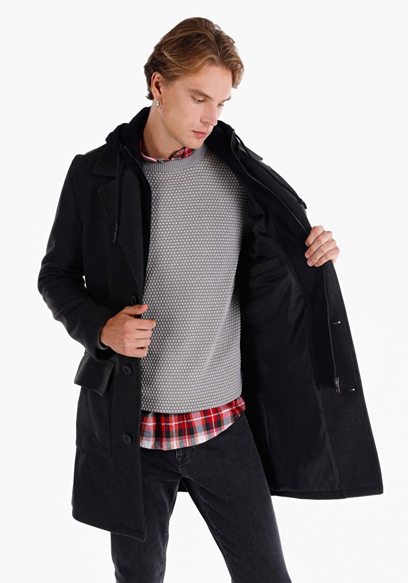 Imagine a Palton Antracit Pentru Bărbați Regular Fit