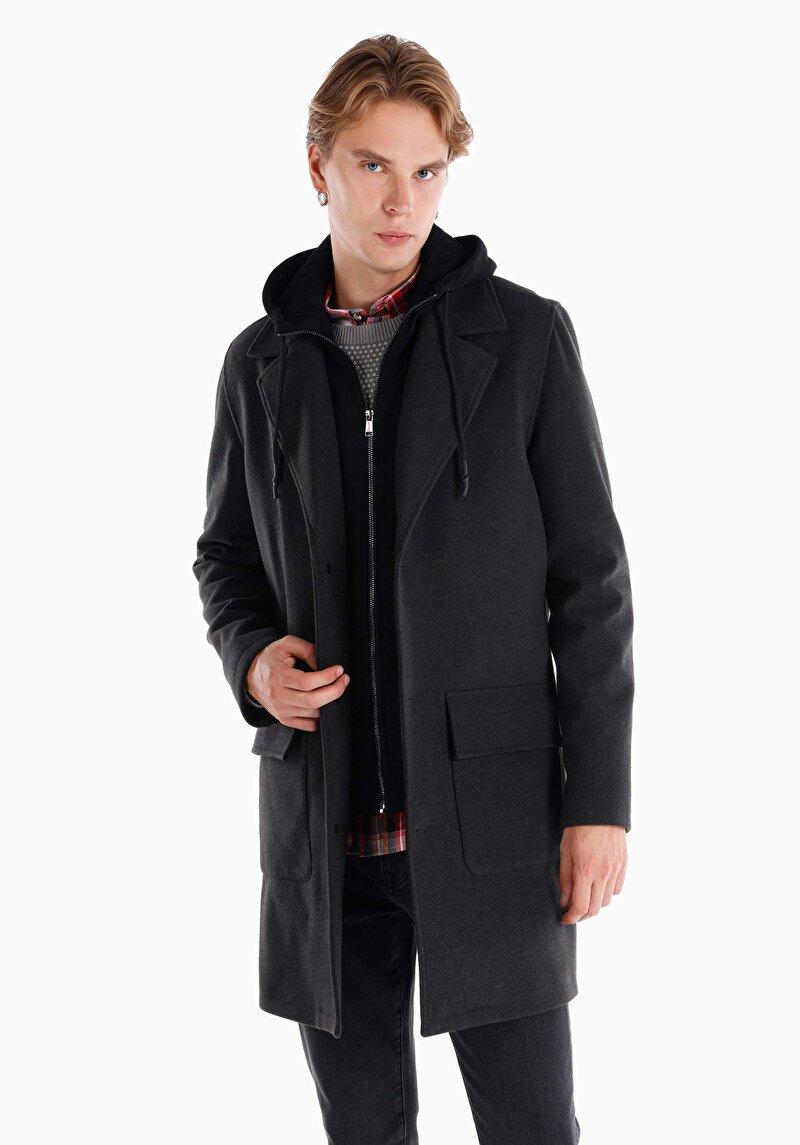 Afișați detalii pentru Palton Antracit Pentru Bărbați Regular Fit