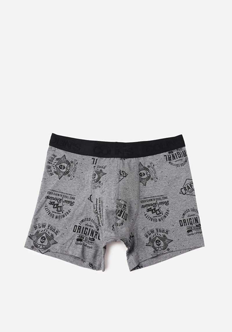 Imagine a Boxer Antracit Pentru Bărbați Cu İmprimeu Modern Fit