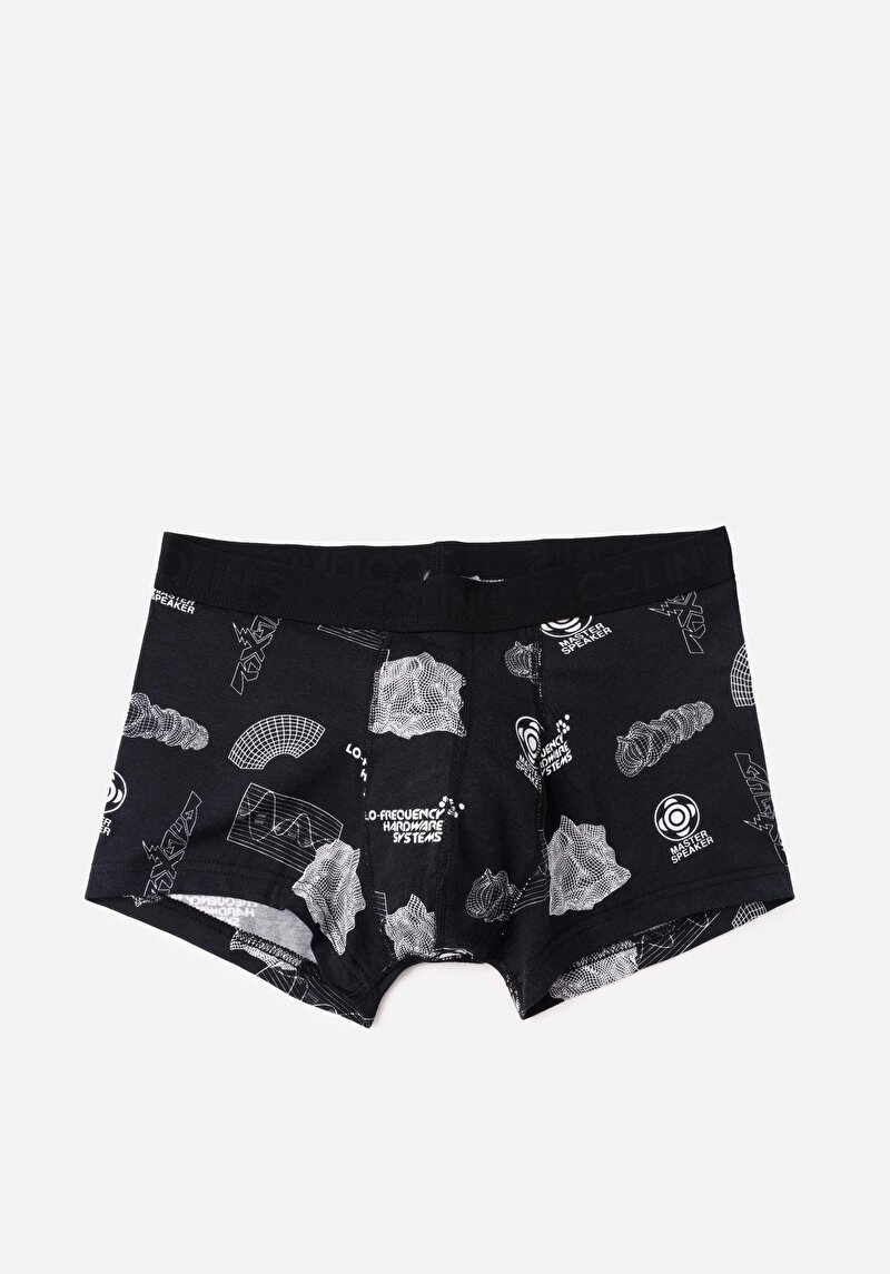 Imagine a Boxer Negru Pentru Bărbați Cu İmprimeu Modern Fit