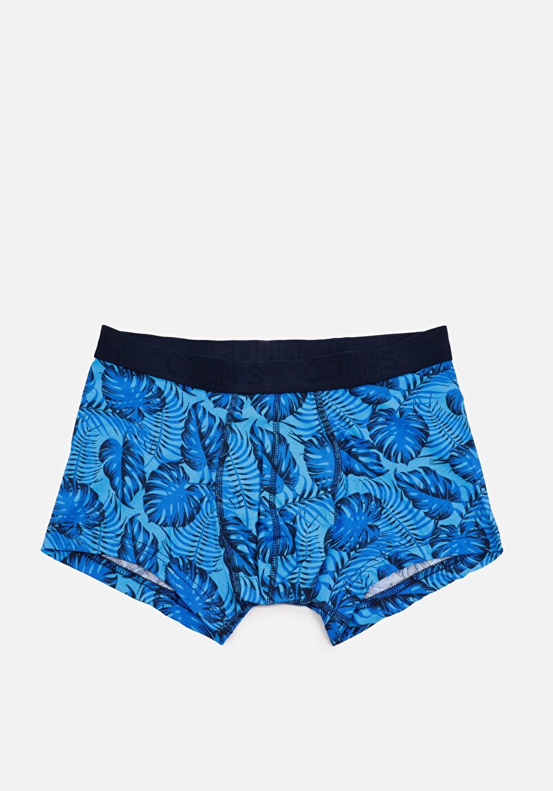 Imagine a Boxer Albastru Pentru Bărbați Cu İmprimeu Modern Fit