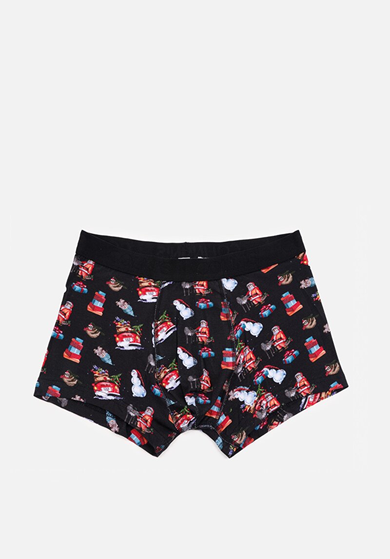 Imagine a Boxer Negru Pentru Bărbați Cu İmprimeu Modern Fit