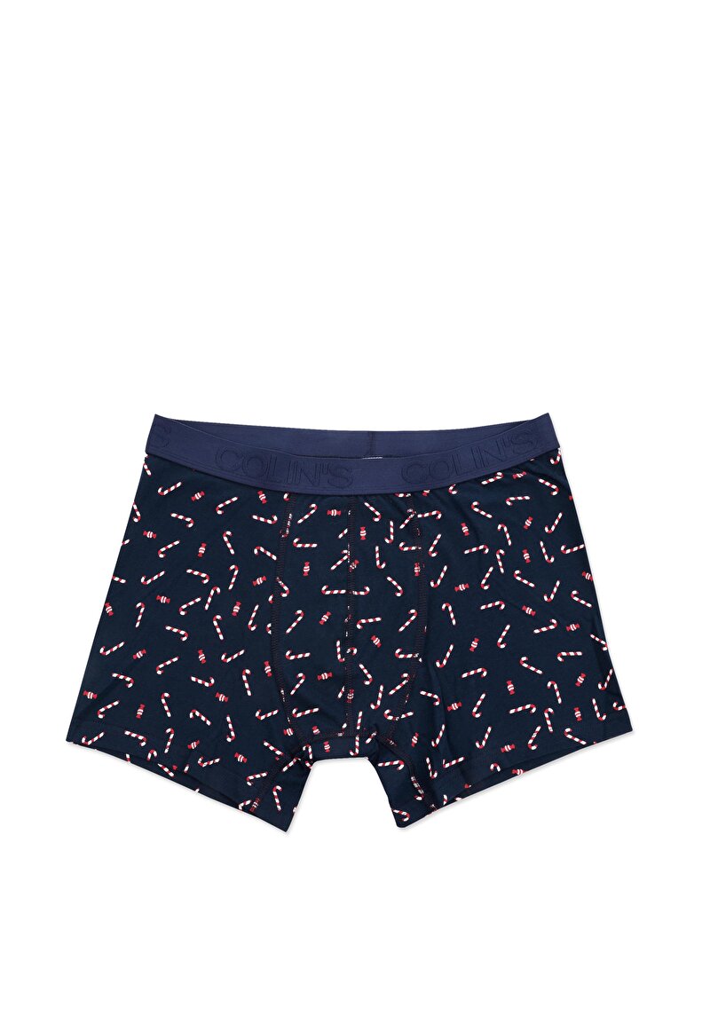 Imagine a Modern Fit Imprimat Boxer Bleumarin Pentru Bărbați