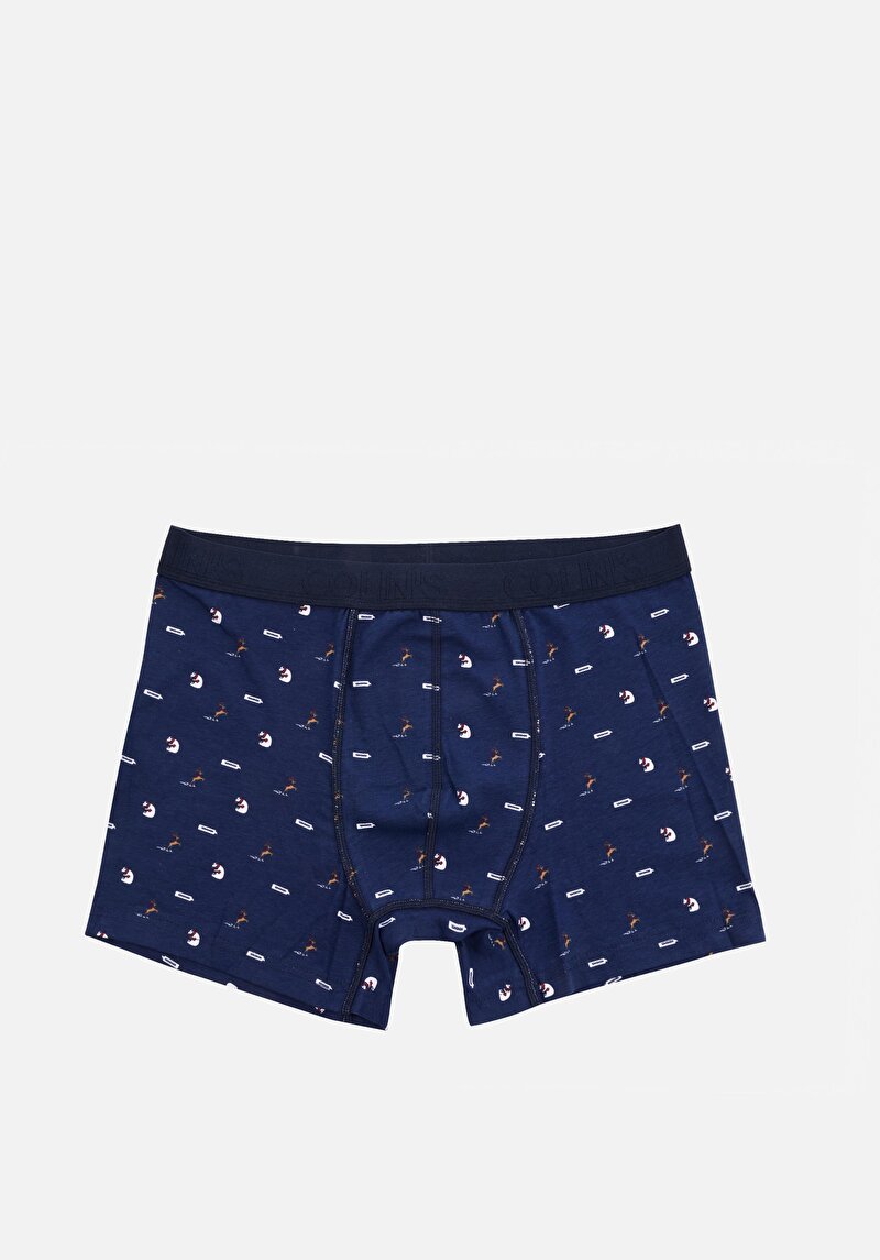 Imagine a Modern Fit Imprimat Boxer Bleumarin Pentru Bărbați