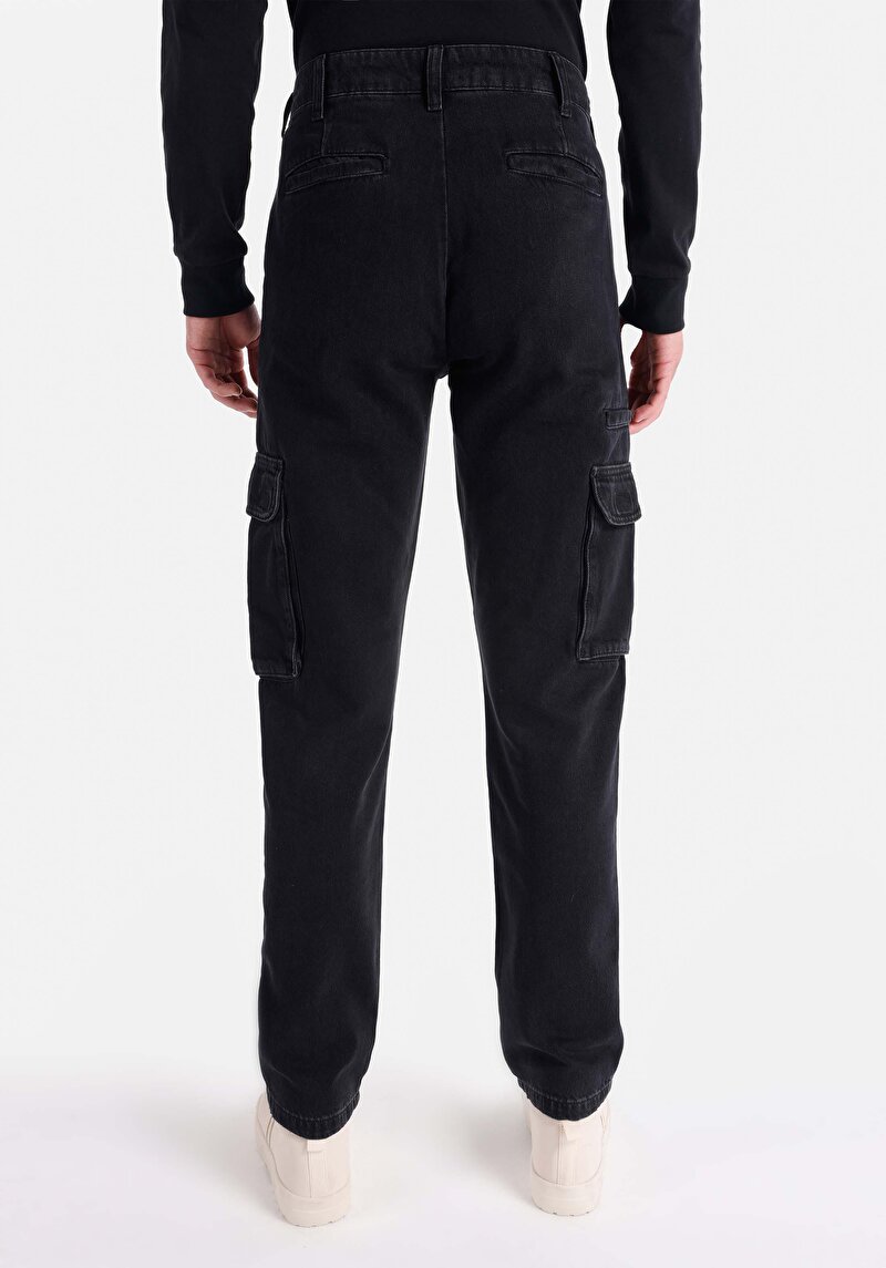 Imagine a Cargo Fit Talie Medie Picior Drept Blugi İndigo Pentru Bărbați